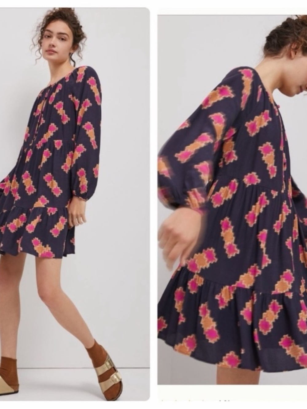 Anthropologie Sammi Tiered Long Sleeve Tunic Dress